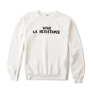 Clare V * VIVE LA RESISTANCE * White Sweatshirt Clare Vivier SIZE MEDIUM